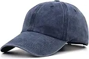 [ZningEsxi] Vintage Unisex Baseball Cap Classic Adjustable Washed Cotton Dad Plain Hat for Adults Casual Distressed Denim Caps