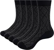 [YUEDGE] Mens Lightweight Thin Basic Bamboo Mens Socks For Men, Breathable Anti-Odor Casual Everyday Formal Office Business Dress Socks, 5 Pairs