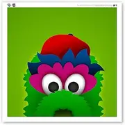 Philadelphia Philles Mascot Phillie Phanatic Minimalist MLB Fine Art Print by S. Preston - Contemporary Kids Room Wall Decor, 12" x 12" Unframed Collectible Poster - Colorful Clean Sports Artwork