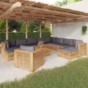 vidaXL 12 Piece Garden Lounge Set with Cushions Solid Teak Wood