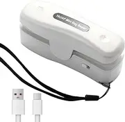 YAUAP Mini Bag Sealer, USB Rechargeable Portable Handheld 2-in-1 Chip Bag Sealer and Cutter, Bag Sealer Heat Seal for Plastic Bags Snack Bags and Food Storage Freshness (White)