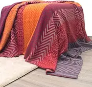 Kobelar Bed Throws Wool Throw Blanket, 100% Australian Wool Blanket, Indoor and Outdoor Blankets and Throws,Twin Lightweight Throw Blanket for Bed Couch(Red Stripe,150x200cm)