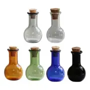 6 Pieces Mini Glass Color Bottles with Cork Transparent Drifting Bottle Tiny