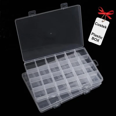 2 Pack 24 Grids Clear Plastic Organizer Box Fixed Compartment Storage Container