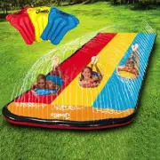 16Ft Inflatable Water Slide Outdoor Backyard Water Slide Splash Toy Triple Lane