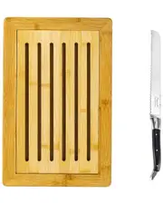 French Home Laguiole Pakkawood Bread Knife with Bamboo Bread Board