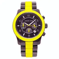 在飛比找ETMall東森購物網優惠-Michael Kors 馬卡龍美式風格計時加大版腕錶-黃黑
