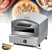Electric Pizza Oven Stainless Steel, 2000W Commercial Pizza Oven with 300℃ Temperature Control Knob, Rapid Heating Countertop Pizza Machine for Pizza, Steak, Arabic Bread