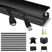 Stageek Cable Raceway Kit, Cable Management System Kit Open Slot Wiring Raceway Duct with Cover, On-Wall Cable Concealer Cord Organizer to Hide Wires Cords for TVs, Computers - 9x15.4inch, Black
