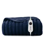 Dreamaker Chunky Embossed Fleece Electric Heated Throw Blanket [130x160cm] (Midnight Blue)