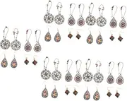 [SHERCHPRY] 16 Pairs Boho Earrings Vintage Drop Earrings Bohemian Fringe Earrings Ethnic Earrings Beach Pendant Earrings Fashion Earrings Delicate Ear Pendants Alloy Bride Turquoise Hawaii