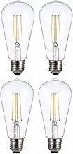 TEKLED® ST64 Filament Vintage DIMMABLE LED Bulbs | E27 Edison Screw | Energy Saving 6.5W Light Bulb 60W Equivalent | Clear 2700K 806LM | 4-Pack | Warm White