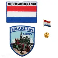 在飛比找有閑購物優惠-服飾布章補丁貼 三件組聖巴弗教堂地標+荷蘭國旗刺繡+徽章 布