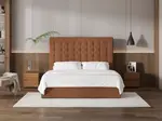 My Style Buttoned Headboard & Standard Base - King / Gingerbread / Gas Lift Base
