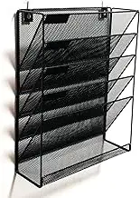 Grid File Rack Metal Wrought Iron Desktop File Storage Rack Iron mesh Wall Hanging Storage Data Rack Silver
