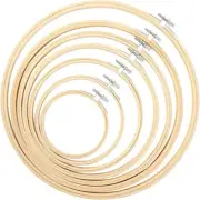 3 Sets-7PC Embroidery Hoops Bamboo Cross Stitch Circle Frame Needlework Crafts