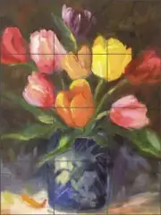Tulip Tile Backsplash Bette Jaedicke Flower Art Ceramic Mural BJA021