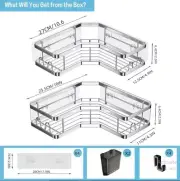Black- Corner Shower Caddy (2PCS) Adhesive Shower Shelves Corner Organizer