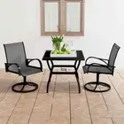 3 Piece Garden Dining Set Textilene and Steel vidaXL