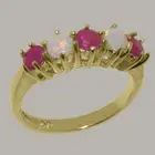 18k Yellow Gold Natural Ruby & Opal Womens Eternity Ring - Sizes 4 to 12
