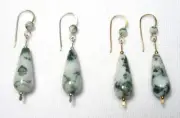 Lyns Jewelry Tree Agate Teardrop Earrings Silver or Gold
