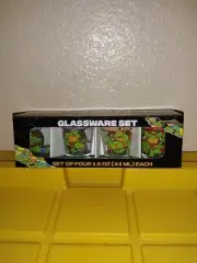 TEENAGE MUTANT NINJA TURTLES 1.5oz GLASSWARE SET OF 4 TMNT GLASSWARE SET NEW