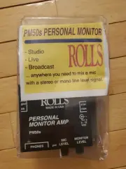 ROLLS PM50s Personal Monitor Microphone Amp Metal Case USA Made XLR Mic Thru