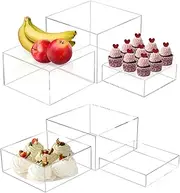 6 Pack Acrylic Display Boxes Cube Riser, Food Display Stands for Party Buffet Risers Clear Cake Stand Acrylic Square Food Display Set Dessert Table Display Nesting Riser Jewelry Display Holder