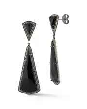 Banji Jewelry Silver 2.00 ct. tw. Diamond & Black Onyx Drop Earrings
