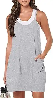 [SuoBeiyunLove] Women Summer Sleeveless Mini Dress Casual Short Sundress Workout Tennis Athletic Onesie with Built in Shorts