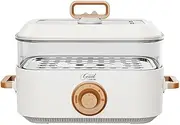 Electric Steaming Cooker, 1350W Electric Hot Pot Steamer, 2 Levels of Temperature Control Electric Pot with Stainless Steel Steamers, 5L Non-Stick Pot Liner for for Vegetables, Meats, Fish