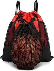 STAY GENT Drawstring Basketball Backpack for Boys, Foldable Soccer Backpack Gym Bag Sackpack Sports Sack with Detachable Ball Mesh Bag for Volleyball Baseball Yoga