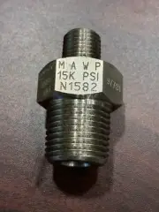 1/2" Male NPT x 1/4" Male NPT Hex Adapter 316 SS HNM8-NM4 15K psi, SPIR-STAR