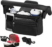 Baby Stroller Organizer Universal Pram Bag Multifunctional Organiser Baby Pram Storage Bag with 2 Cup Holder & Detachable Pocket, Stroller Accessories