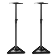 Costway 2PCS Adjustable Monitor Rack Studio Speaker Stands Triangular Base Home Office w/Plate Top & Non-Slip Pad Black