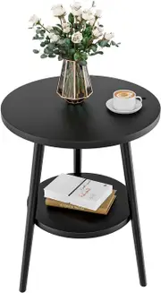 2-Layer Round Coffee Table, End Tables Living Room