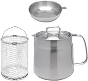 Yajuyi Deep Fryer Set Soup Pot Multifunction Oil Strainer Basket Olive Oil Container for Boiling Onion Rings Home Picnic Kitchen, 1.5L