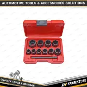 11 Pcs of PK Tool 3/8 Inch Drive Low Profile Spiral Twist Extractor Socket Set