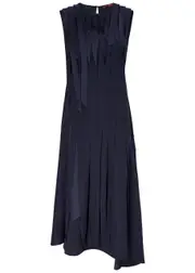 High Elite Pleated Midi Dress - Navy - 40 (UK8 / S) 40 (UK8 / S)