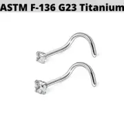 20G 18G PRONG SET 2MM 3MM CZ GEM IMPLANT GRADE TITANIUM NOSE SCREW RING NOSTRIL