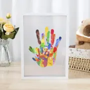 Clear Family Handprint Kit DIY Handmade Keepsake Wooden Frame with 6 T^T⌒