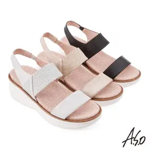 【A.S.O 阿瘦集團】機能休閒 輕穩氣墊鞋簡約閃色質感休閒涼鞋(金)