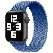 For Apple Watch Series 8 /7 /SE /6 /5 /4 /3 /2 /1 Ultra Stretchy Braided Loop Nylon Fabric Strap Wristband 42/44/45MM (M) - Blue