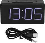 Simple Electronic Clock, LED Digital Alarm Adjustable Bedroom Surface Clock Function Student Home Use Nightlight Smart Light Battery Operated Mute Display Kid Office Nightstand(Black)