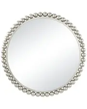 CosmoLiving by Cosmopolitan Silver Metal Wall Mirror With Bead Detailing