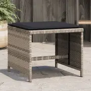 vidaXL Garden Stools with Cushions 4 pcs Light Grey 41x41x36 cm Poly Rattan