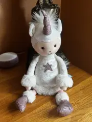 Jellycat I am Unicorn Moon" Perkies Plush 12" Velvety, Glitter Horn & Boots NWT