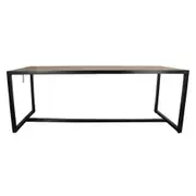Spencer Dining Table - Aluminium Matte Black with Slatted Teak Top