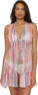 [Lucky Brand] Women's Porto Covo Open Front Chiffon Tunic, Beach Cover Ups