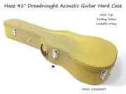 Haze 41" Dreadnought Acoustic Guitar Hard Case,Arched Top,Twilling Yellow 020DAT